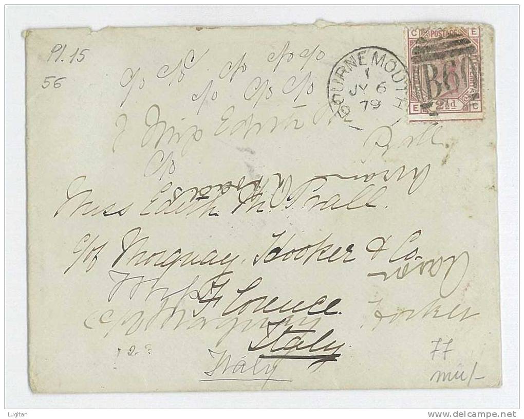 Storia Postale - GRAN BRETAGNA - VIA AEREA - ANNO 1879 - N° 56 PL 15 - Lettres & Documents