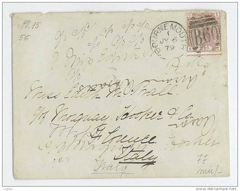 Storia Postale - GRAN BRETAGNA - VIA AEREA - ANNO 1879 - N° 56 PL 15 - Storia Postale