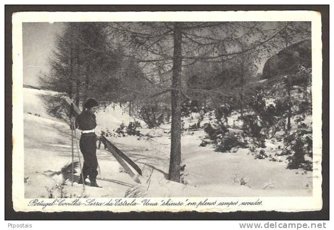 COVILHA (Portugal) - Serra Da Estrela - Uma Skieuse Em Plenos Campos Nevados - Castelo Branco