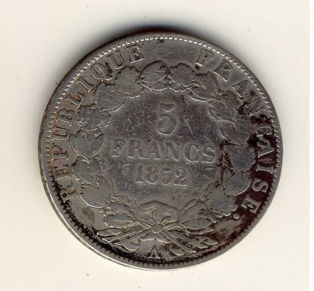 5  Francs  Louis Napoléon Bonaparte  -  1852 A - 5 Francs