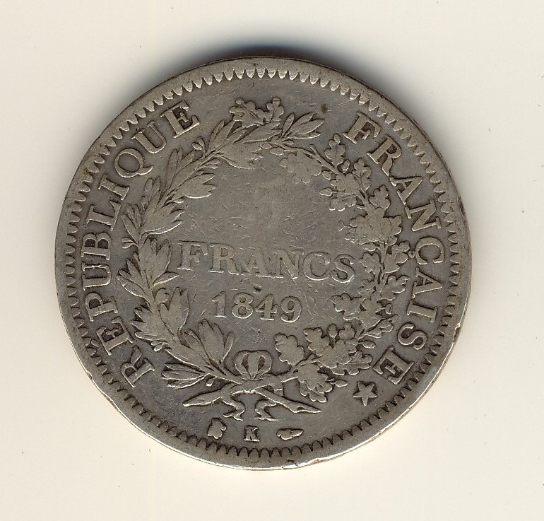 5  Francs  Hercule  -  1849 K - Autres & Non Classés