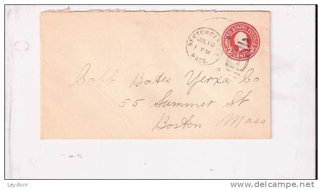 George Washington U93 - Postmarked Newton Center, MA - Nice Postmark - 1901-20