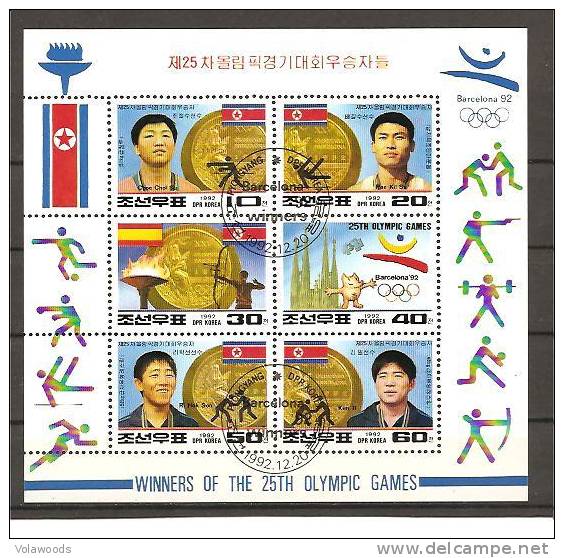 Corea Del Nord - Serie Completa Usata In Foglietto: Vincitori Delle Olimpiadi Di Barcellona 1992 - Zomer 1992: Barcelona