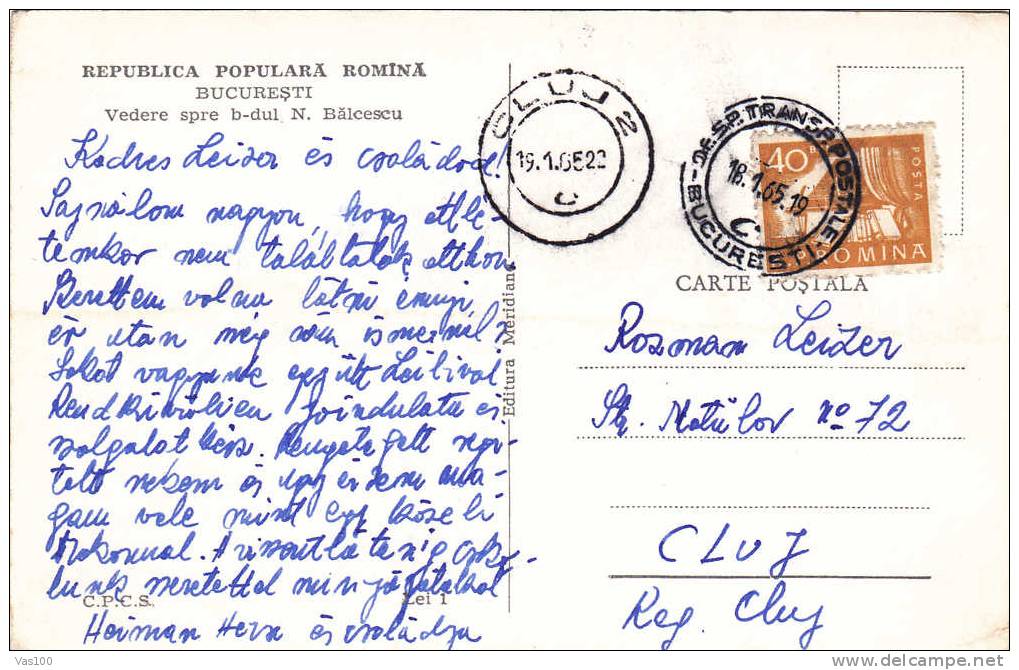 Tram,Tramways 5 On Postcard 1965 Bucarest Romania. - Tranvías