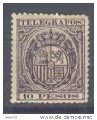 FPN36-B068.Philipines.Esc Dos De España.TELEGRAFOS.FILIPIN AS  ESPAÑOL.1890.(Ed  36**) Sin Charnela.MAGNIFICO. - Philipines