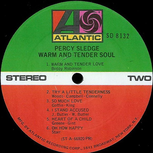 * LP *  PERCY SLEDGE - WARM & TENDER SOUL - Soul - R&B