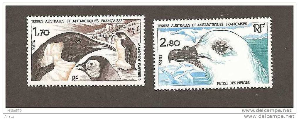TAAF.1985. YVERT N° 109 ET 110. FAUNE ANTARCTIQUE. MANCHOT EMPEREUR ET PETREL DES NEIGES. - Unused Stamps