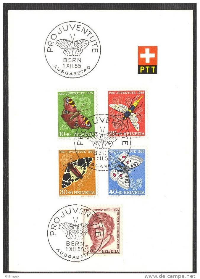 SWITZERLAND PRO JUVENTUTE FULL SETS 1952 And 1955 FD ON PTT-FOLDERS - Briefe U. Dokumente