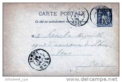 - ERVY Le CHATEL - Entier Postal - Cachet à Date - Ervy-le-Chatel