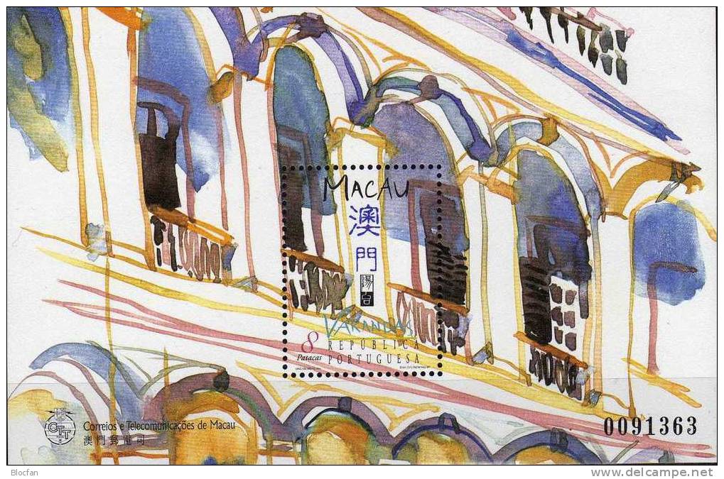Balkone 1997 Veranda Galerie Macao 925/0,931+Block 47 ** 14€ Chinesische Gebäude Architektur Bau Der Balkone China Macau - Unused Stamps