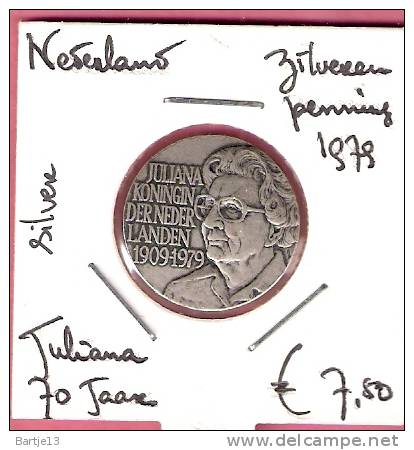 NEDERLAND JULIANA 70 JAAR ZILVEREN PENNING 1979 SILVERPRICE - Royaux/De Noblesse