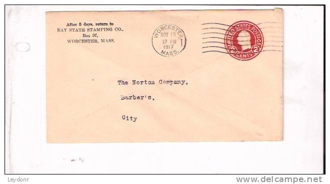 George Washington U93 - Bay State Stamping Co., Worcester, MA To The Norton Company, Worcester MA - 1901-20