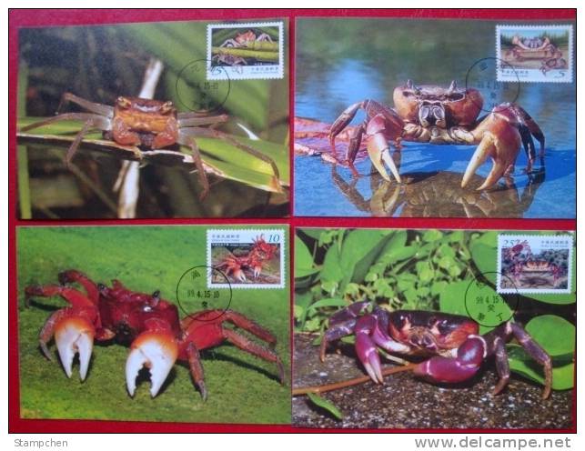 Maxi Cards 2010 Taiwan Crabs Stamps Fauna Crab Coastline - Maximumkarten