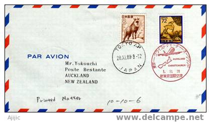 Premier Vol Japan Air Lines. Tokyo-Auckland En 1989 - Lettres & Documents