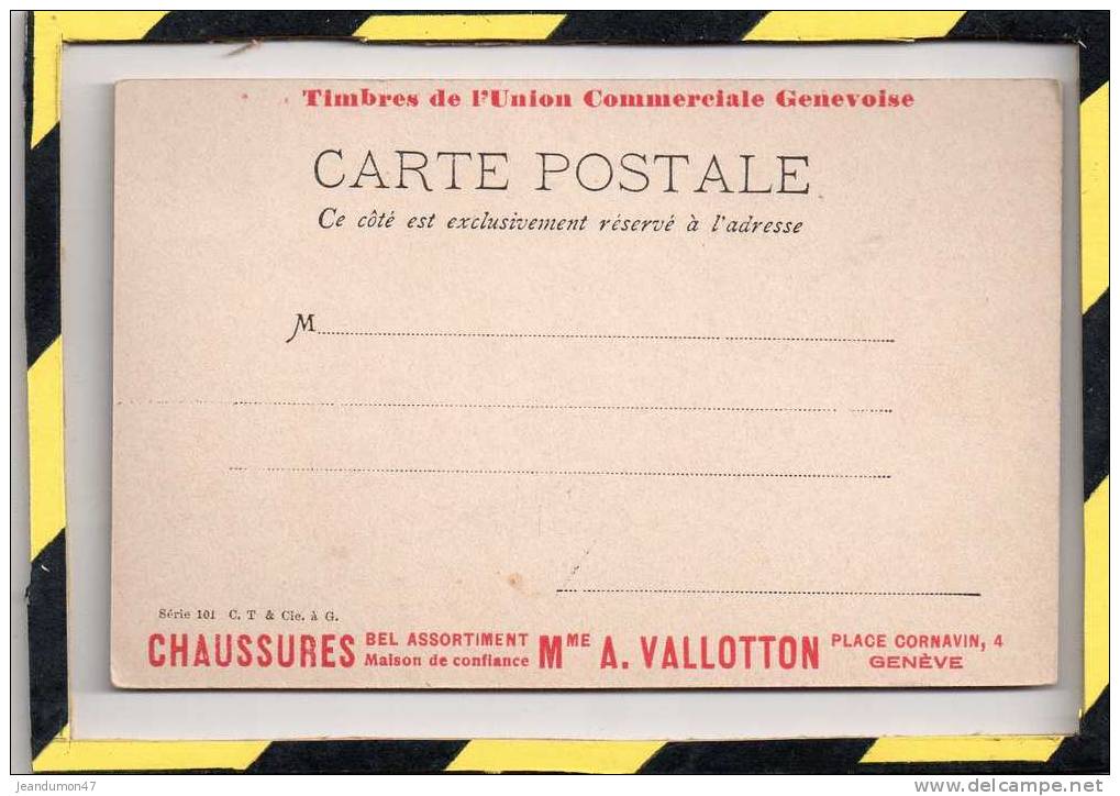 TIMBRES DE L'UNION COMMERCIALE GENEVOISE. CHAUSSURES MME A. VALLOTTON. - Autres & Non Classés