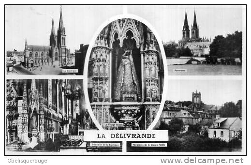 14 - LA DELIVRANDE -  4 VUES / 1 CARTE BASILIQUE Et  VILLE SM DENTELEE 1955 - La Delivrande