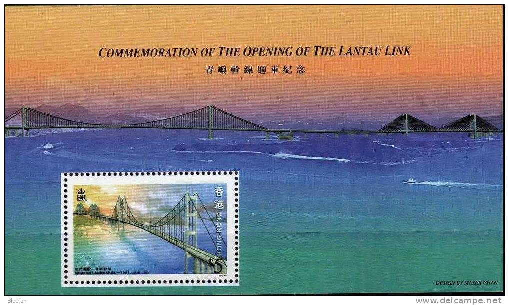 Lantau - Brücke Nach China HONG KONG Hongkong 818 Plus Block 53 A ** 6€ Architektur Als Wahrzeichen - Unused Stamps
