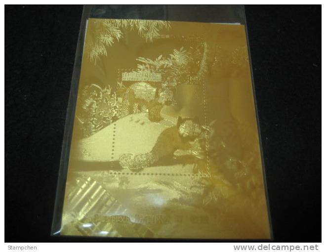 Gold Foil 2007 Cute Animal - Lesser Panda Stamp S/s Fauna  Bamboo Bear Unusual - Orsi