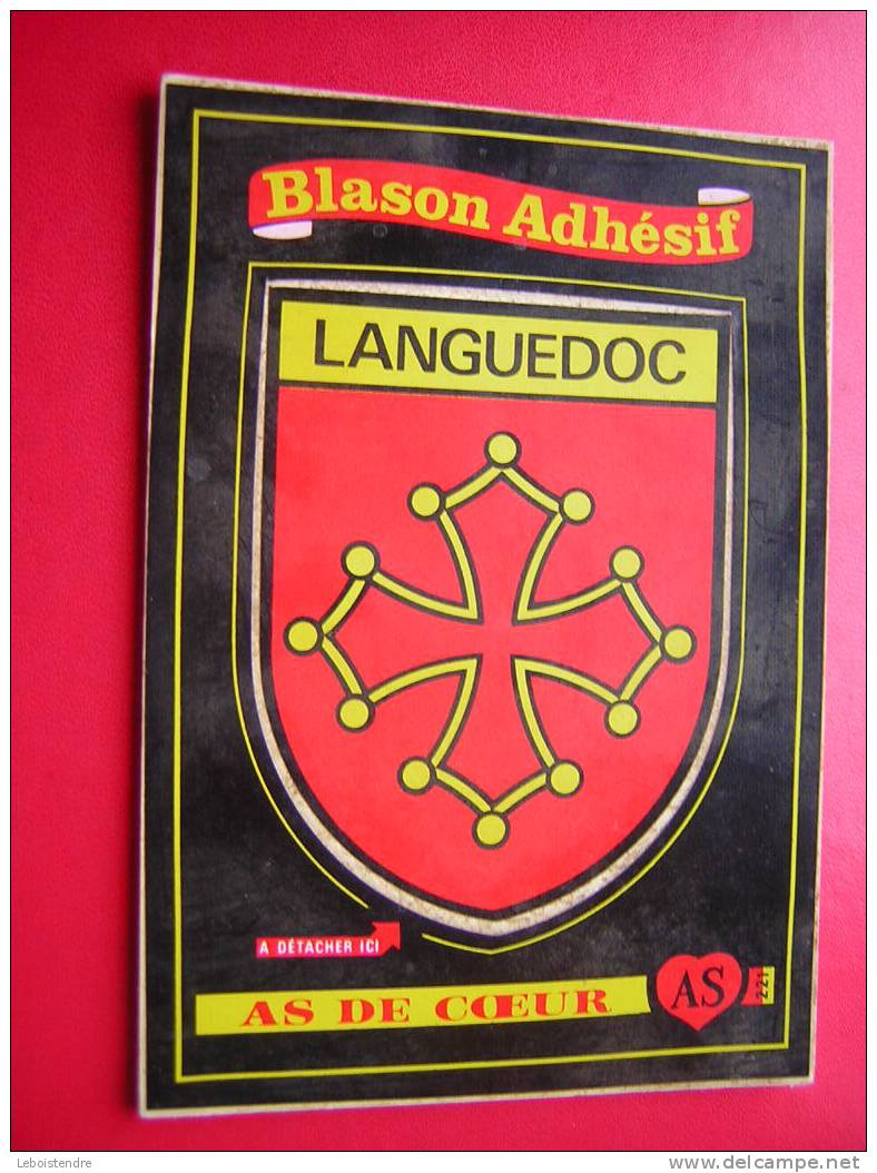 CPM OU CPSM -BLASON ADHESIF -LANGUEDOC - AS DE COEUR -3 PHOTOS-NON VOYAGEE - Languedoc-Roussillon