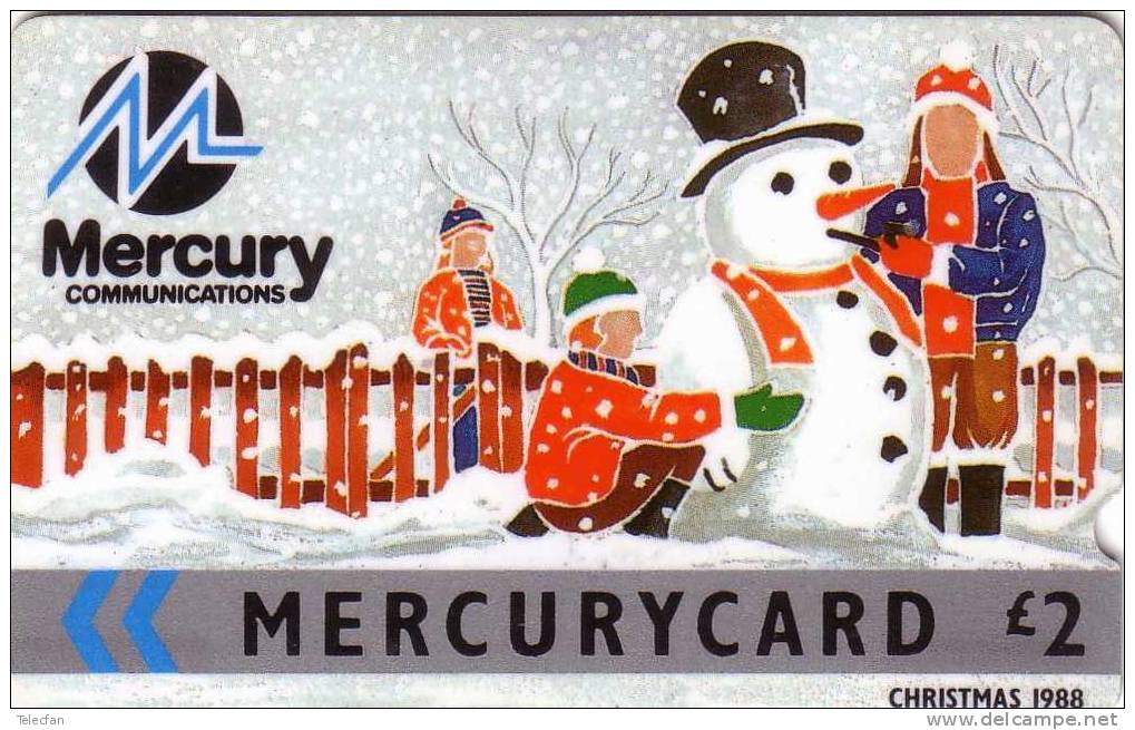 GB MERCURY BONHOMME DE NEIGE SNOWMAN CHRISTMAS 88 NOEL 88 DEEP NOTCH GROSSE ENCOCHE ANCIENNE RARE UT - [ 4] Mercury Communications & Paytelco