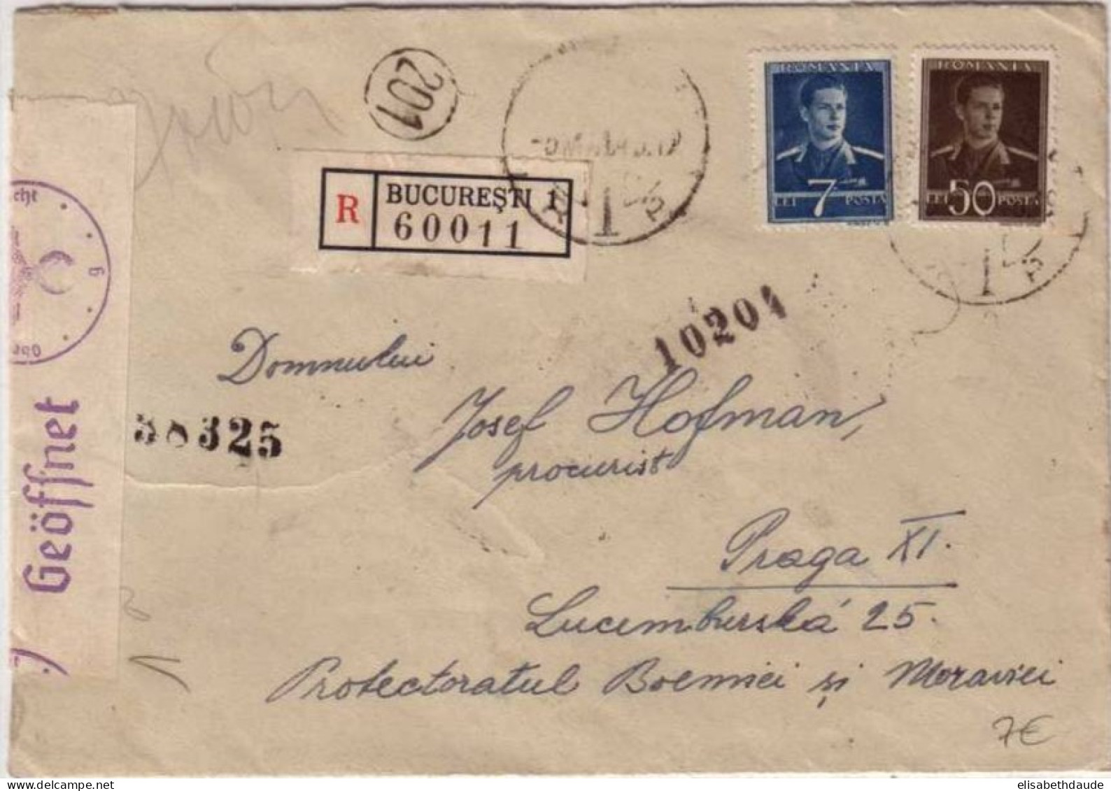 ROUMANIE - 1943 - LETTRE Avec CENSURES De BUCAREST Pour PRAGUE - GUERRE 39/45 - 2de Wereldoorlog (Brieven)