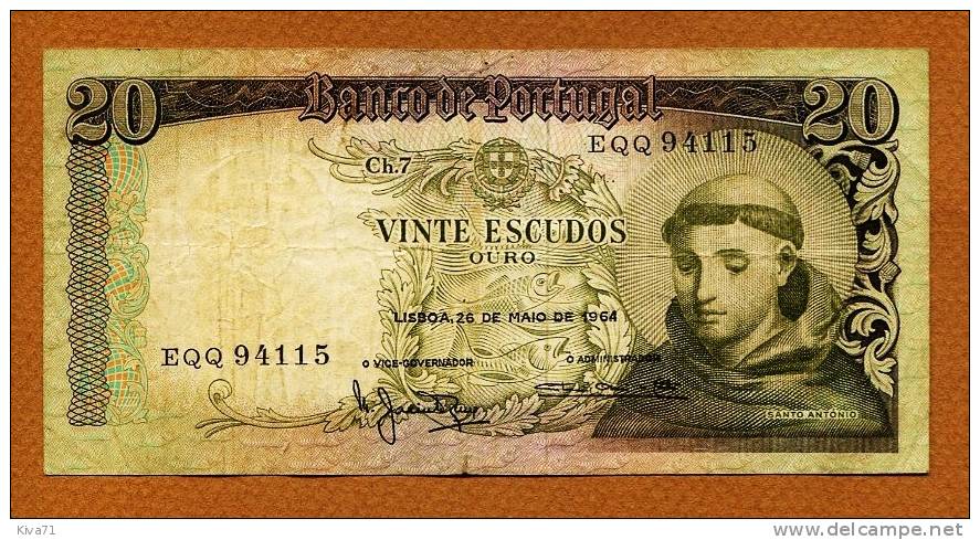 20 Escudos  "PORTUGAL"    VF Bc61 - Portugal