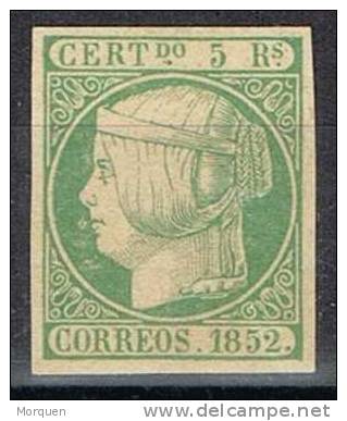 Viñeta 5 Reales 1852,  Verde. España , Repro Num 15 * - Variétés & Curiosités