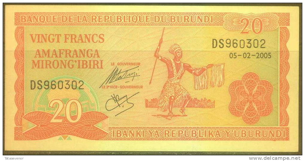 Burundi 20 Fr Note, P97 (2005), UNC - Burundi