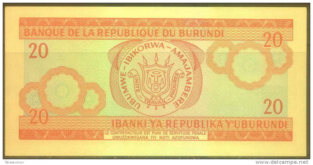 Burundi 20 Fr Note, P97 (2005), UNC - Burundi