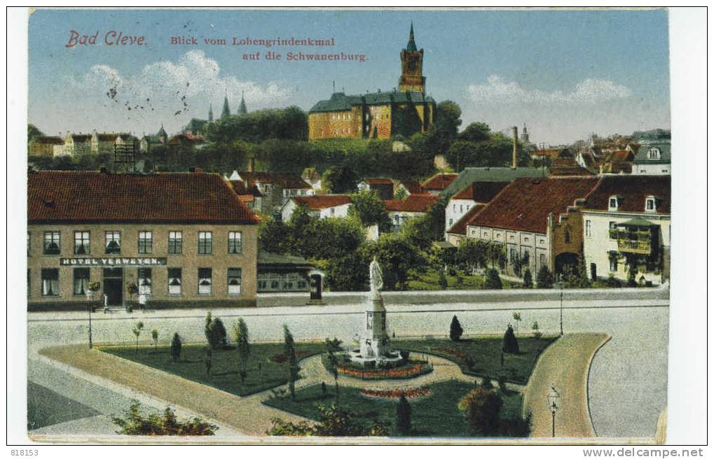 Bad Cleve - Blick Vom Lohengrindendenkmal Auf Die Schwanenburg    BELGIE LEGERPOSTERIJ 1919 - Kleve