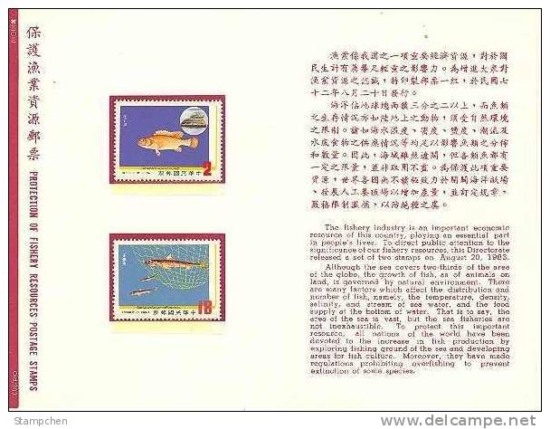 Folder Taiwan 1983 Fishery Protection Stamps Marine Life Fauna Fishing Net Fish - Nuevos