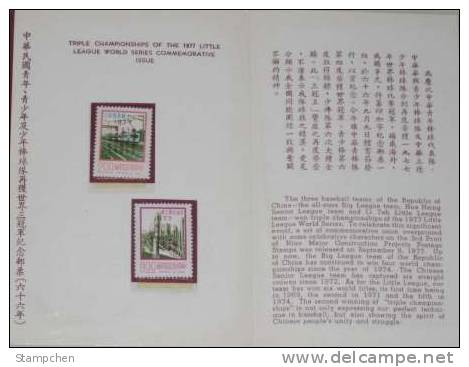 Folder Taiwan 1977 Championships Baseball Game Stamps Sport Train Petrochemistry - Neufs