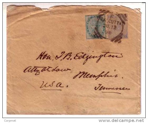 INDIA - 1898 COVER From CALCUTTA To MEMPHIS, USA - At Back SEA POST OFFICE And MEMPHIS Reception Cancels - 1882-1901 Empire