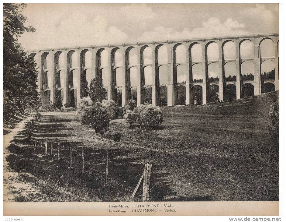 CARTE PHOTO DU  TOURING - CLUB DE FRANCE : LE VIADUC DU CHEMIN DE FER  CHAUMONT HAUTE MARNE (52) . - Kunstbauten