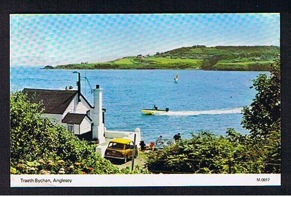 RB 615 - Postcard  - Mini Car & Speedboat At Traeth Bychan Anglesey Wales - Anglesey