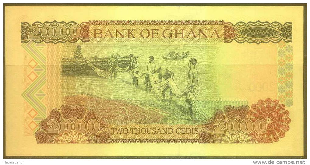 Ghana 2,000 Cedis Note, P33a, UNC Bridge - Ghana