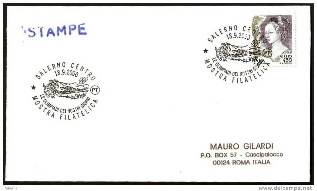 OLYMPIC ITALIA SALERNO 18.9.2000 - LE OLIMPIADI EI NOSTRI GIORN - MOSTRA FILATELICA - CARD - Sommer 2000: Sydney