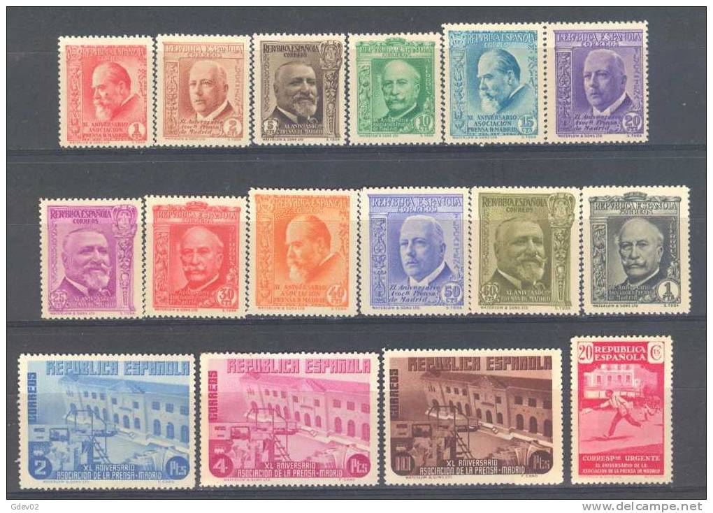 ES695SGDEV-L3611.España.Spain Espagne PRENSA TERRESTRE 1936.(Ed 695/10**)sin Charnela .LUJO - Unused Stamps