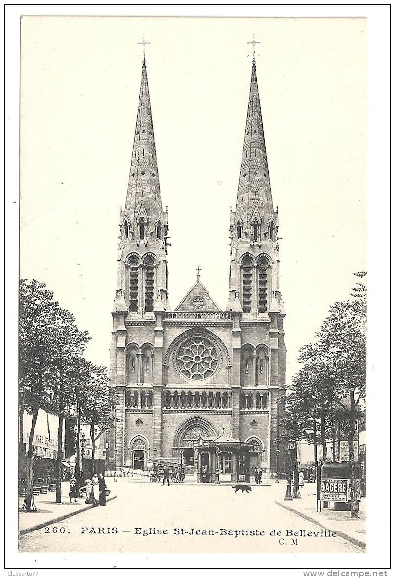 Paris 19 ème Ar (75) : Eglise Saint-Jean-baptiste De Belleville  Env 1908(animée). - Arrondissement: 19