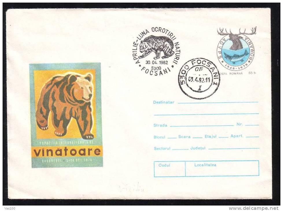 BEARS OURS VERY RARE PMK ON ENTIER POSTAUX COVER STATIONERY 1982 - Orsi