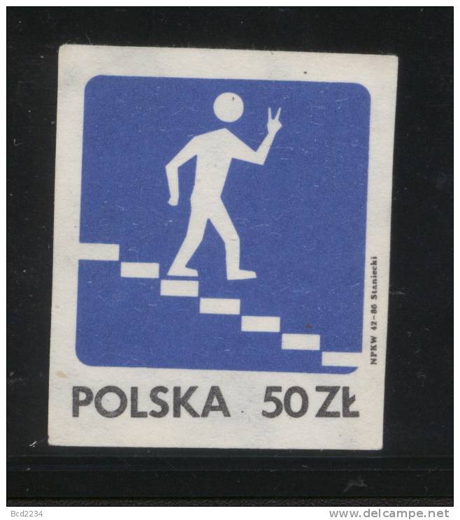 POLAND SOLIDARNOSC ROADSIGN MAN DESCENDING STAIRS (SOLID0135/0988A) Health And Safety - Solidarnosc Labels