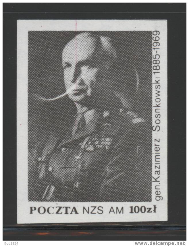 POLAND SOLIDARNOSC GENERAL KAZIMIERZ SOSNKOWSKI (SOLID1250/0906) Army Soldiers World War 2 - Solidarnosc Labels