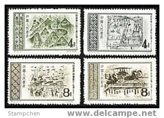 China 1956 S16 Pictures On East Han Bricks Stamps Archery Agriculture Architecture Horse Salt Farm Hunting Bridge - Tir à L'Arc