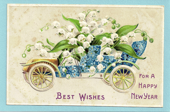 Embossed. Best Wishes, Auto With Flowers,  1900-10s - New Year