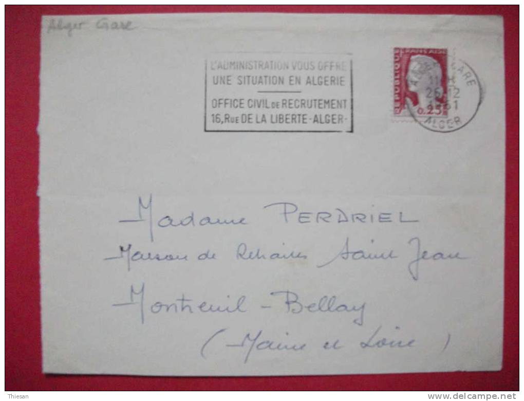 Algérie Lettre Alger Gare 1961 OMEC - Briefe U. Dokumente