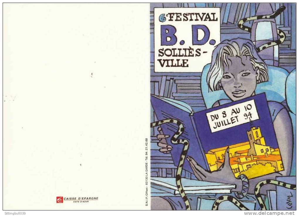 COSEY. 6e FESTIVAL BD SOLLIÈS-VILLE 1994. Carte Double Pub Caisse D'Epargne Côte D'Azur. - Cartes Postales