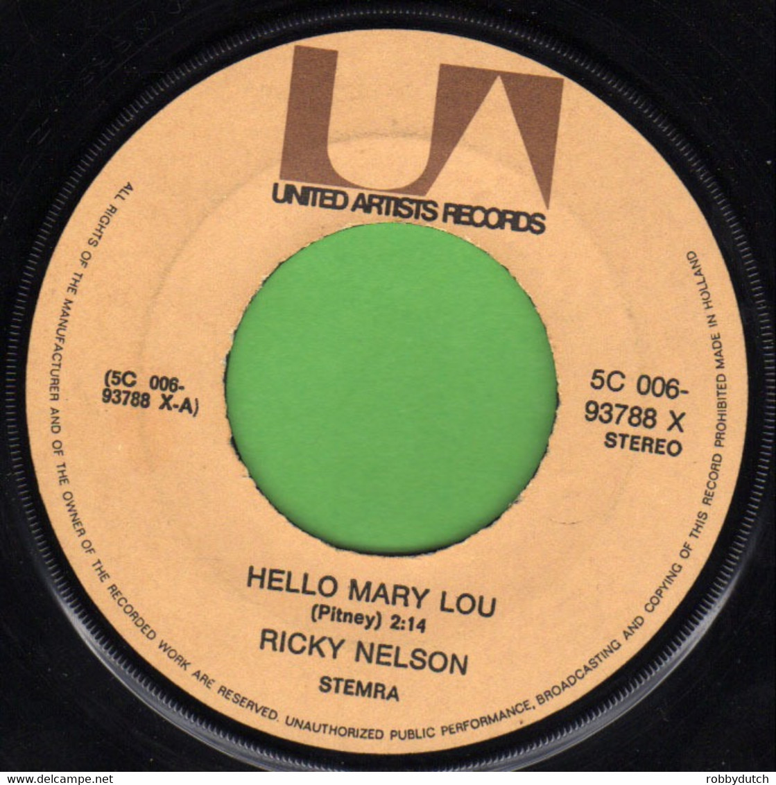 * 7" *  RICKY NELSON - HELLO MARY LOU (Holland 1961 Reissue) - Disco, Pop