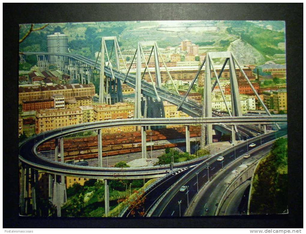 7193 ITALIA ITALY LIGURIA GENOVA GENOA IL VIADOTTO SUL POLCEVERA LUNGHEZZA POSTCARD AÑOS 60/70 TENGO MAS POSTALES - Genova (Genoa)