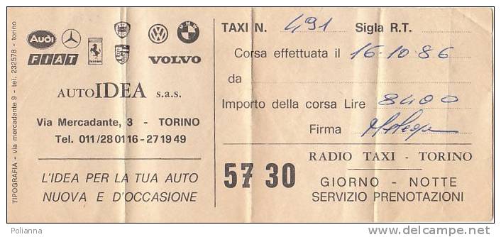 PO1774A# Ricevuta CORSA TAXI 1986 - Altri & Non Classificati