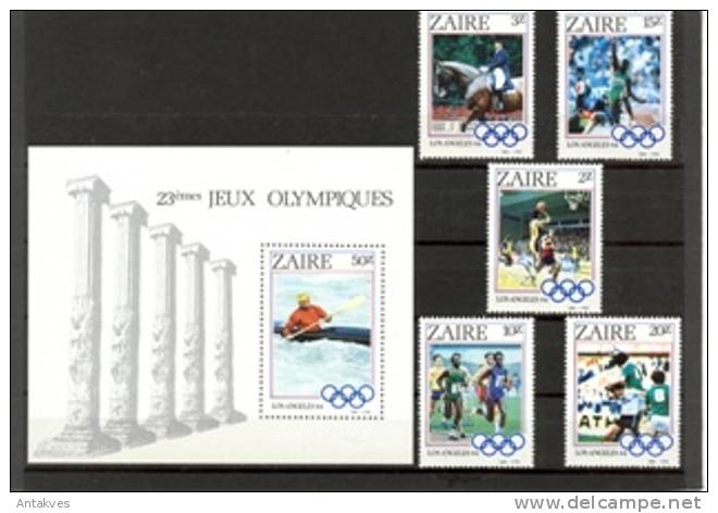 Zaire 1984 Olympic Games Los Angeles-84 Set Of 5 + Block - Ete 1984: Los Angeles